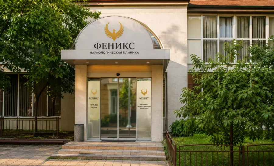 Вход в наркологическую клинику «Феникс» в Миньяре